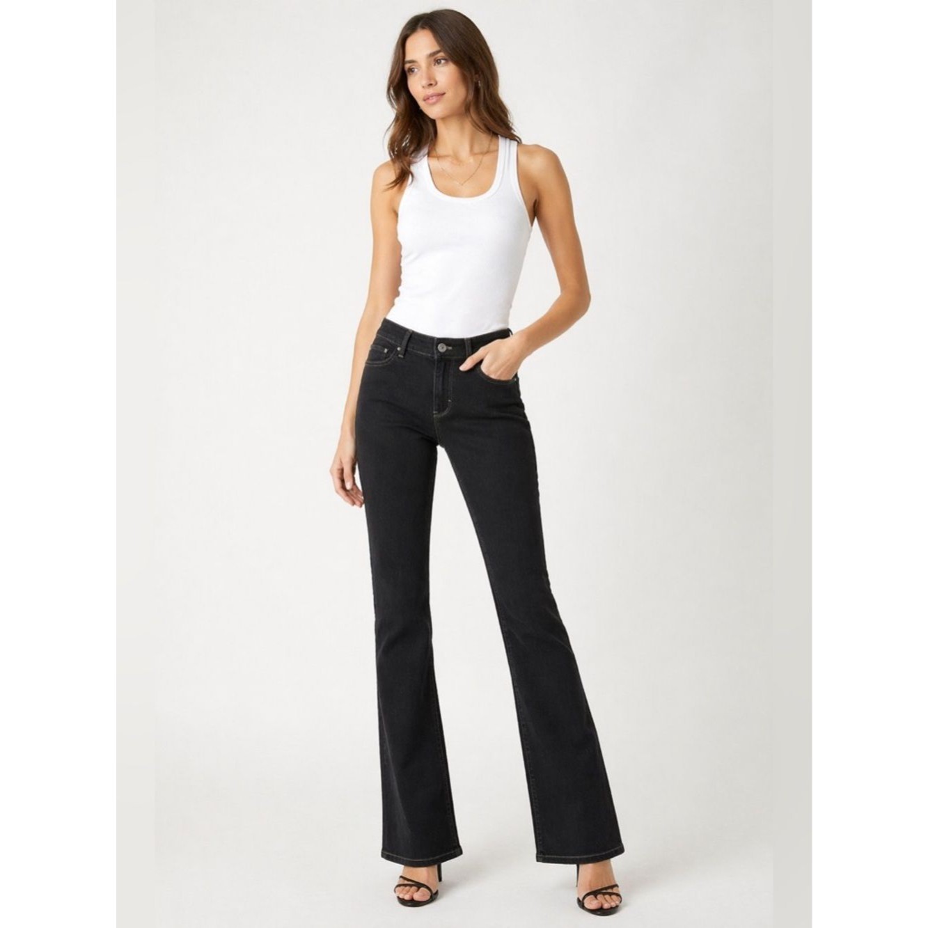 White House Black Market Black Bootcut Flare Jeans Mid Rise Stretch Denim 00